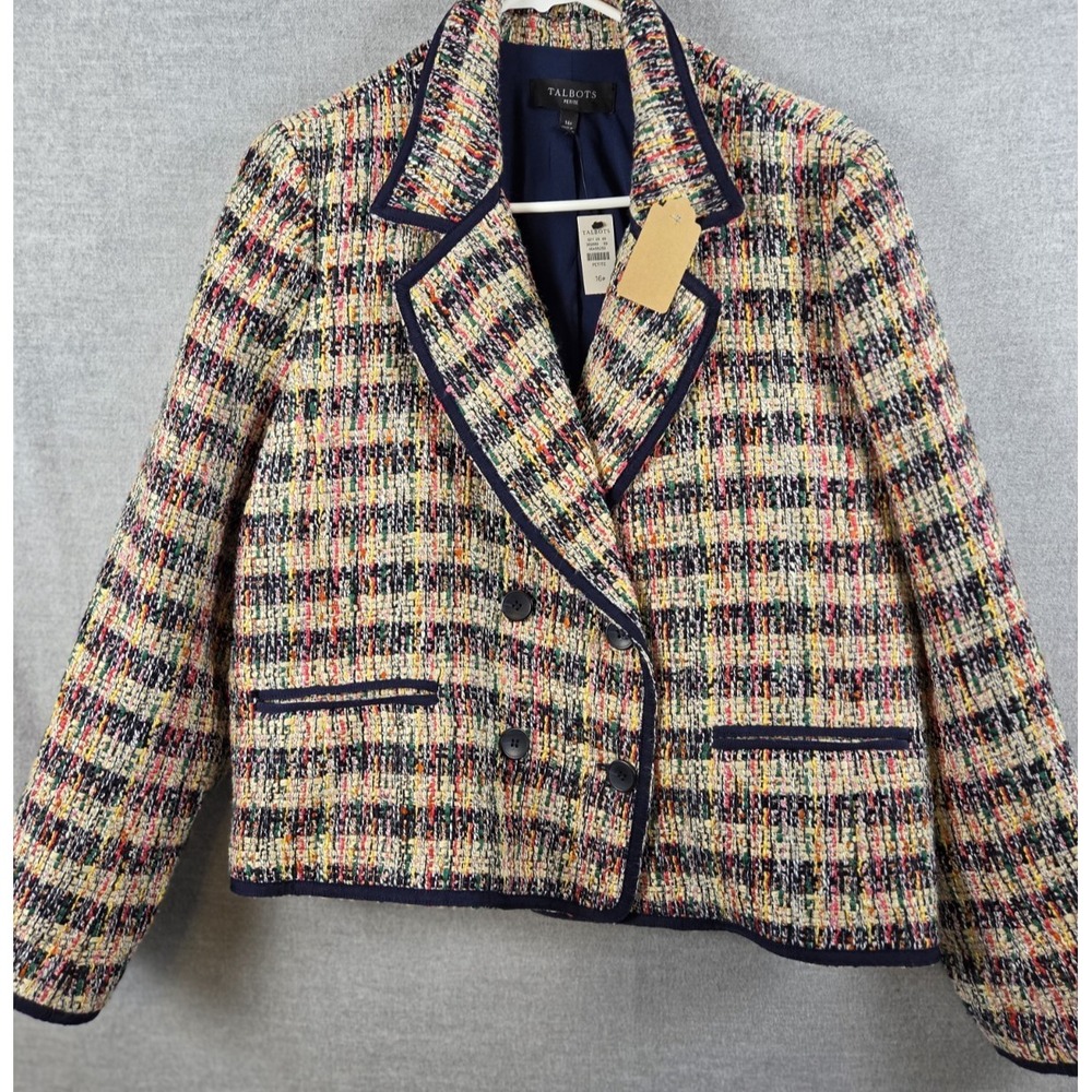 Talbots 16P Cafe Tweed multi boucle preppy old money classic jacket Blazer NEW
